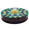Mandala Diamond Painting Storage Box Wooden Round Jewelry Case with Lid Kits