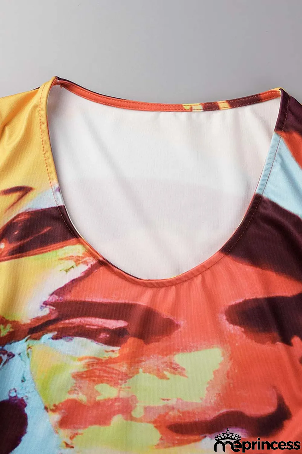 Colour Sexy Print Basic O Neck Short Sleeve Two Pieces