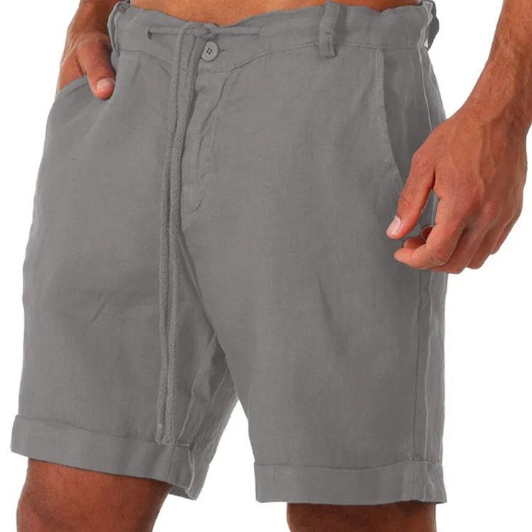 BrosWear Men's Cotton Linen Loose Casual Sports Shorts