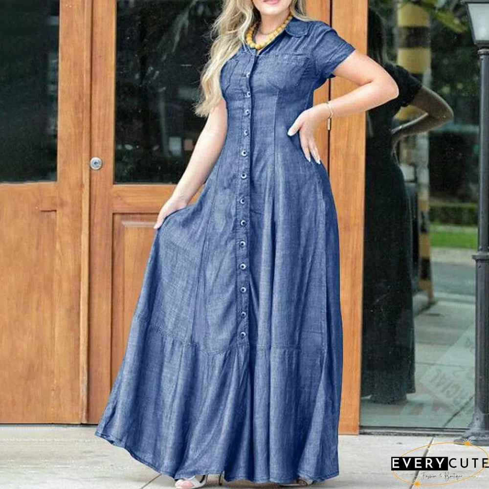 Casual Washed Denim Dress