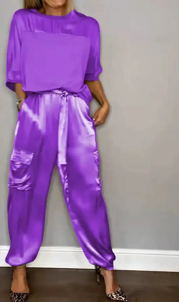 Nigikala Nigikala Fashion Lady Smooth Sleeve Half-Sleeveed Trompack Two-Piece Set