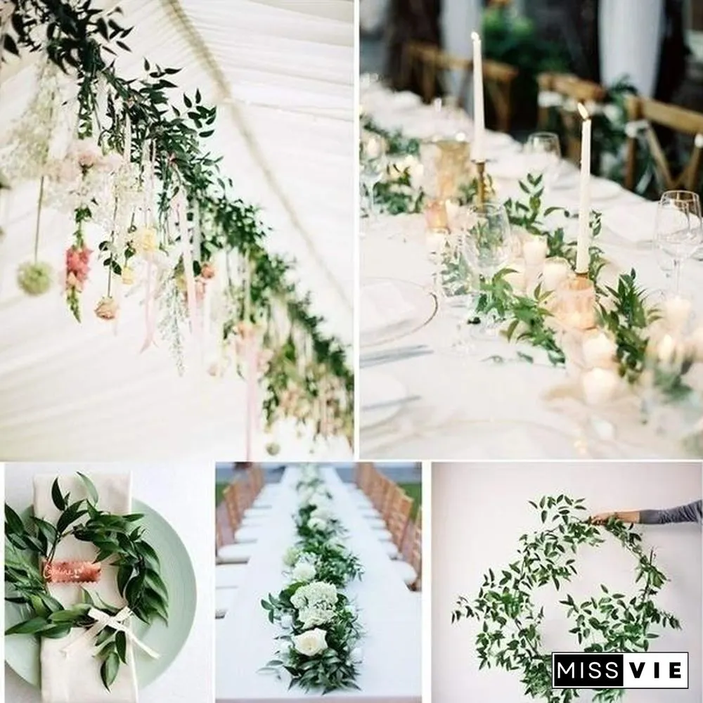 170/100 cm Artificial Willow Leaves Garland Faux Wreath Wedding Backdrop Home Wall Decor 10/8/5/4/2/1 pcs