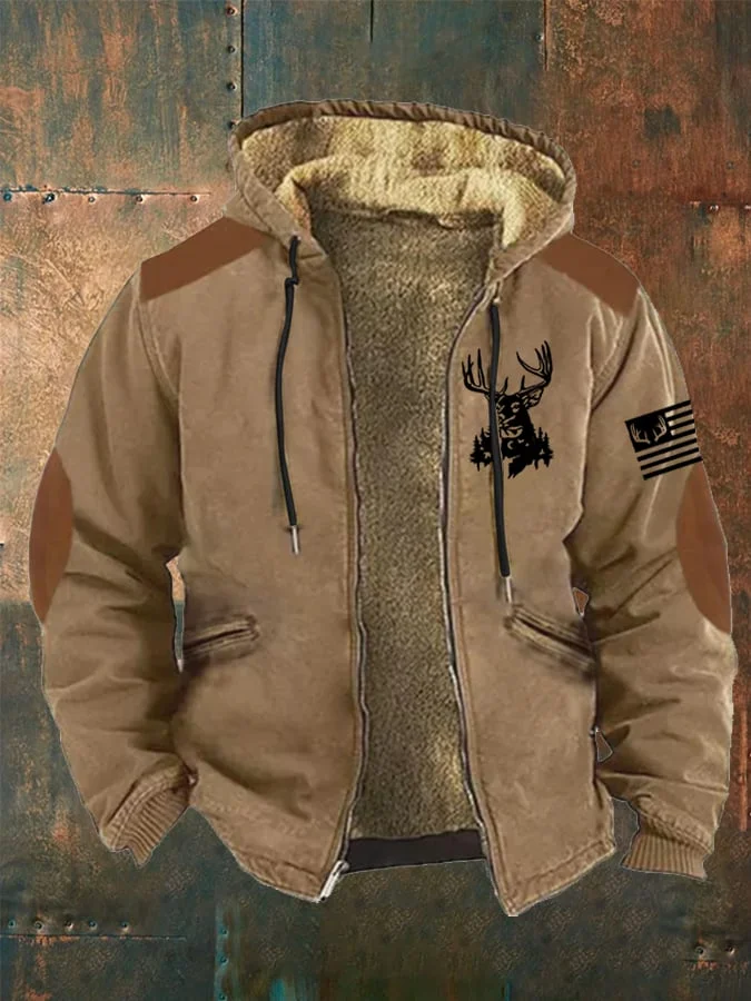 Men's Desert Deer &Flag Printed Jacket