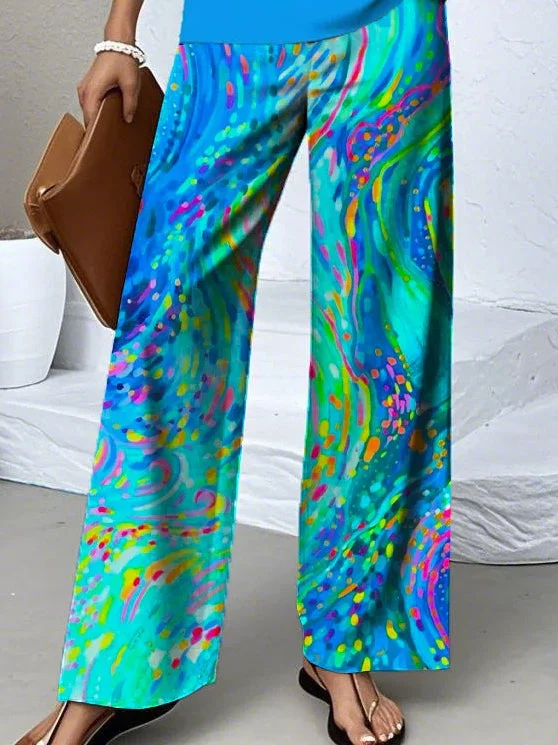 Women's Sleeveless Square Collar Graphic Printed Casual Set