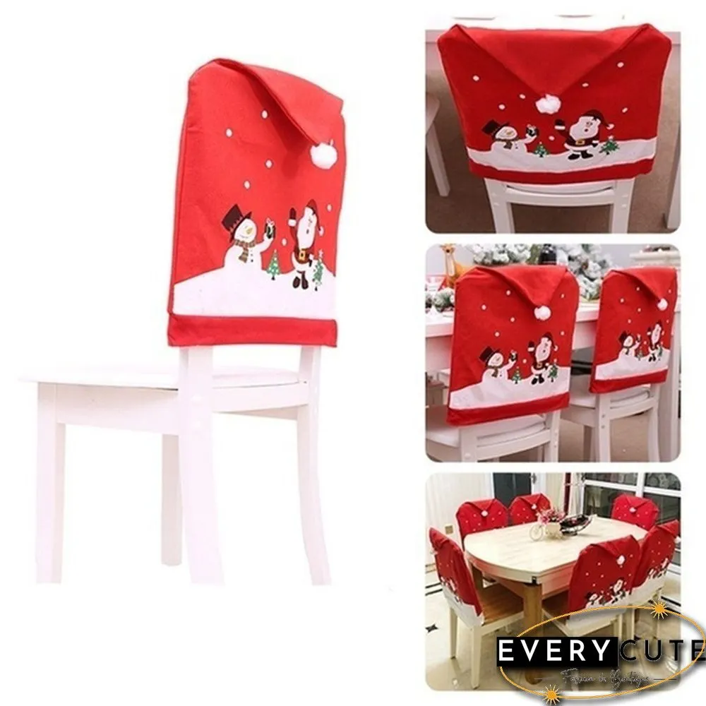 4/6/8/10Pcs Set Christmas Chairs Cover Back Cover Santa Dinner Table Party Decor Gifts Santa Claus Snowman Cap Chair Covers New Year Christmas Dinner Party Decoration of Chair Corners