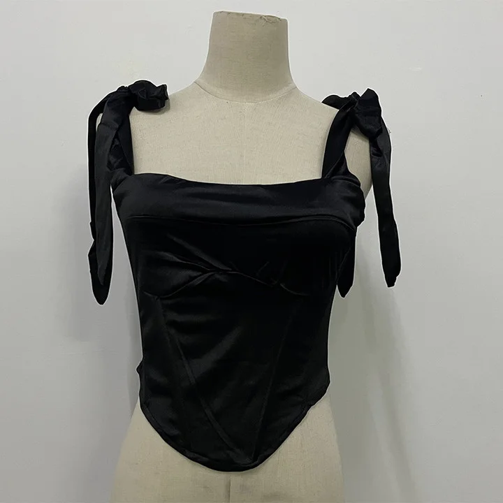 Uveng Uveng Summer Bundle Waist Show Back Strap Top Female Feeling A Word Collar Vest