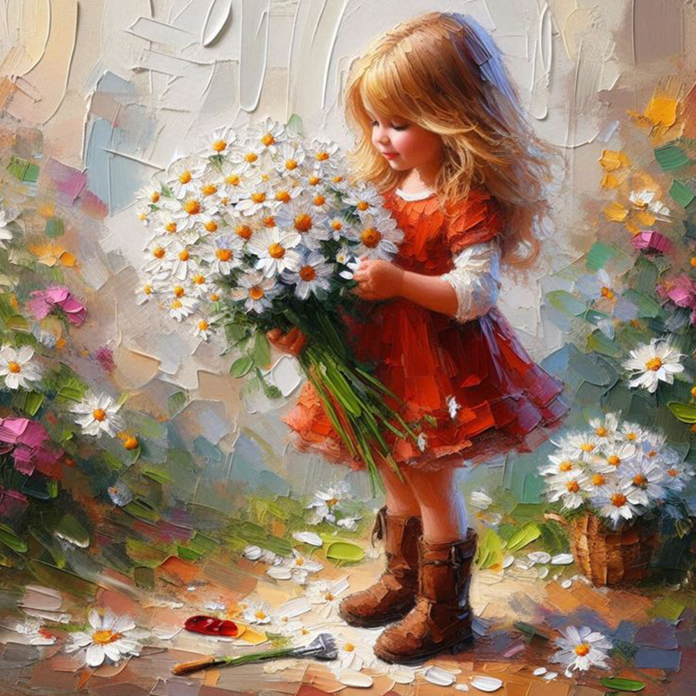 Cute Girl 40*40cm(canvas) full round drill diamond painting