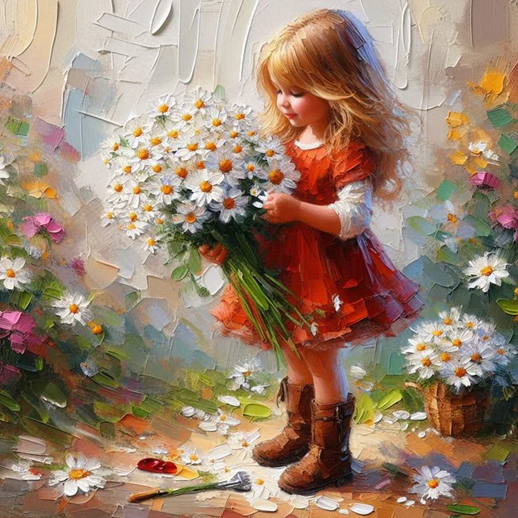 Cute Girl 40*40CM (Canvas) Full Round Drill Diamond Painting gbfke