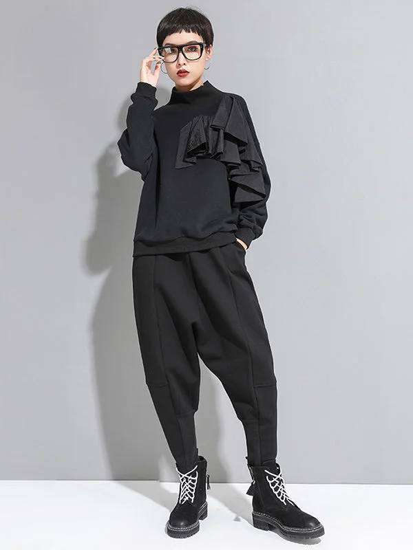 Harem Pants Ninth Pants Pockets Split-Joint Casual Pants Bottoms Ninth Pants