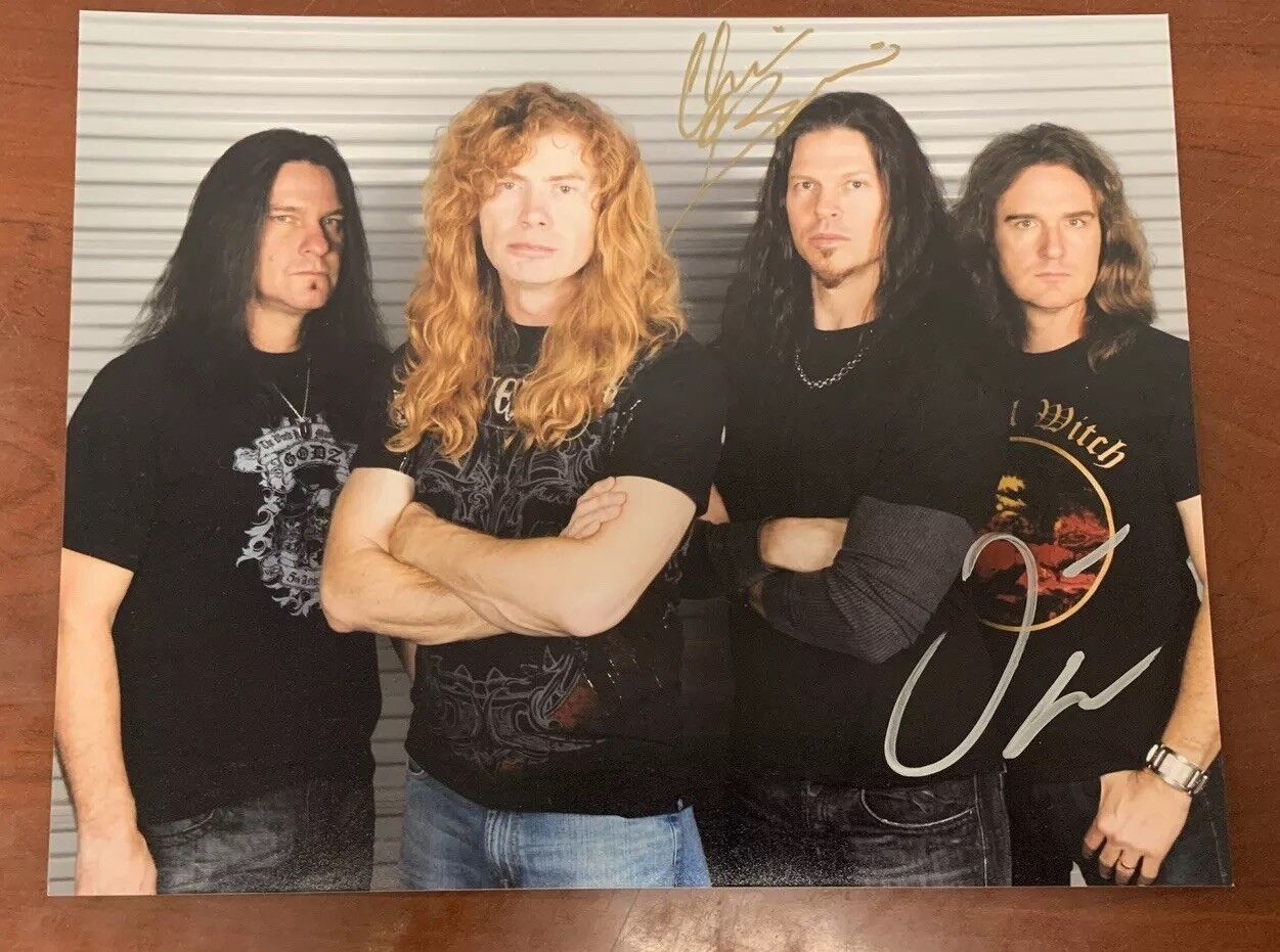 Megadeth Dual Signed Chris Broderick Dave Ellefson Autographed 8X10 Photo Poster painting