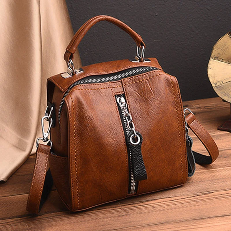 Luxury PU Leather Backpack Women Multifunction Shoulder Bookbags Crossbody Bag Cute Fashion Backpack Girl Rucksack Bag Big Tote