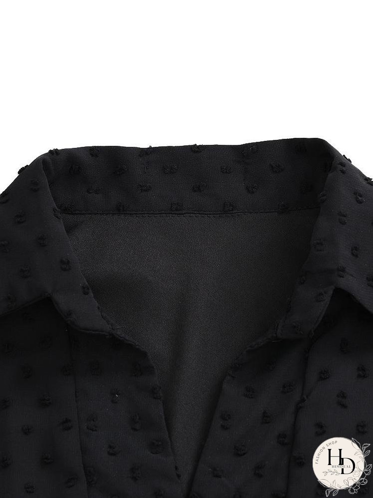 Casual Black Button Embellished Mesh Dress for Women