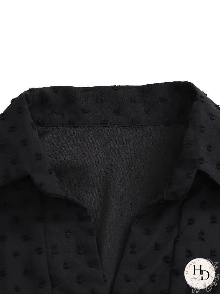 Casual Black Button Embellished Mesh Dress for Women