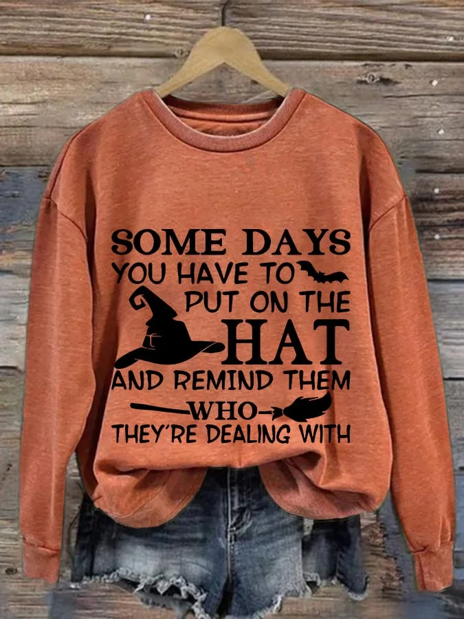 Women's Halloween Some Days I Rock It Some Days It Rocks Me Print Casual Sweatshirt