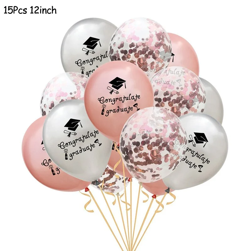 1Set Gold Black Graduation Balloons Latex Confetti Balloon Graduation Party Decorations 2021 Congratulation Ceremony Supplies