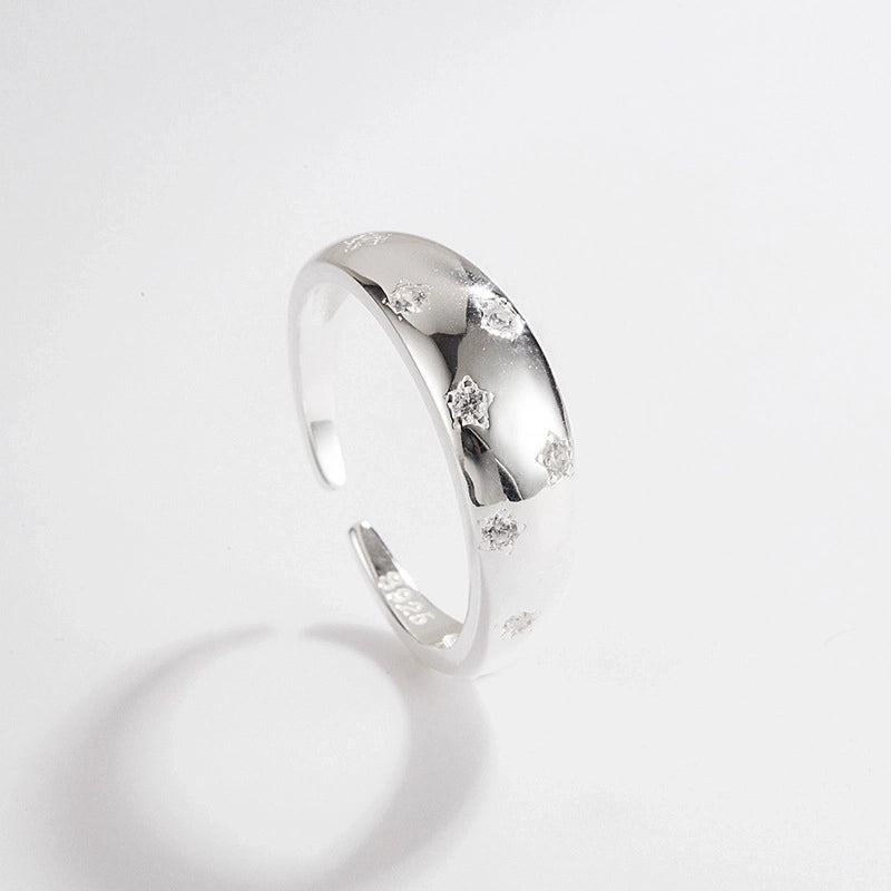 18K Gold Plated Silver Plated 925 Sterling Silver Zircon Geometric Star Adjustable Ring Open Rings Rings