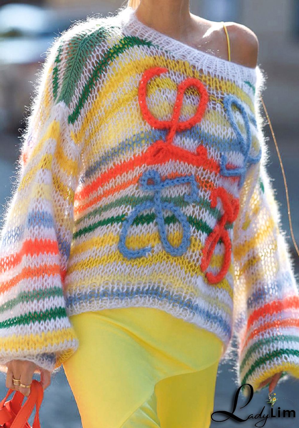 Women's Autumn Contrasting Striped Sweater Women's Loose Pullover Knitting Shirt