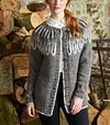 Fairman Island Jacquard Horn Button Sweater Cardigan