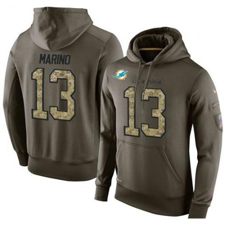 NFL Men's  Miami Dolphins #13 Dan Marino Stitched Green Olive Salute To Service KO Performance Hoodie