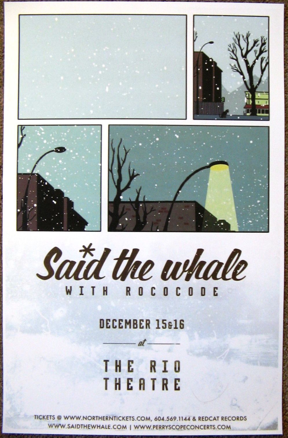 SAID THE WHALE 2012 Gig POSTER Vancouver BC Canada Concert