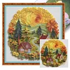 Paper Quilling Wooden House-14CT Stamped Cross Stitch 40*40cm/15.75*15.75in tapestrymarket