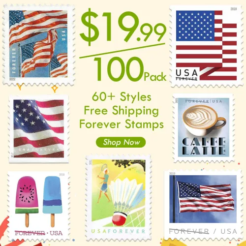 100 USPS Forever Postage Stamps, Roll of 100 Postage Stamps, Stamp Design  May Vary : : Office Products