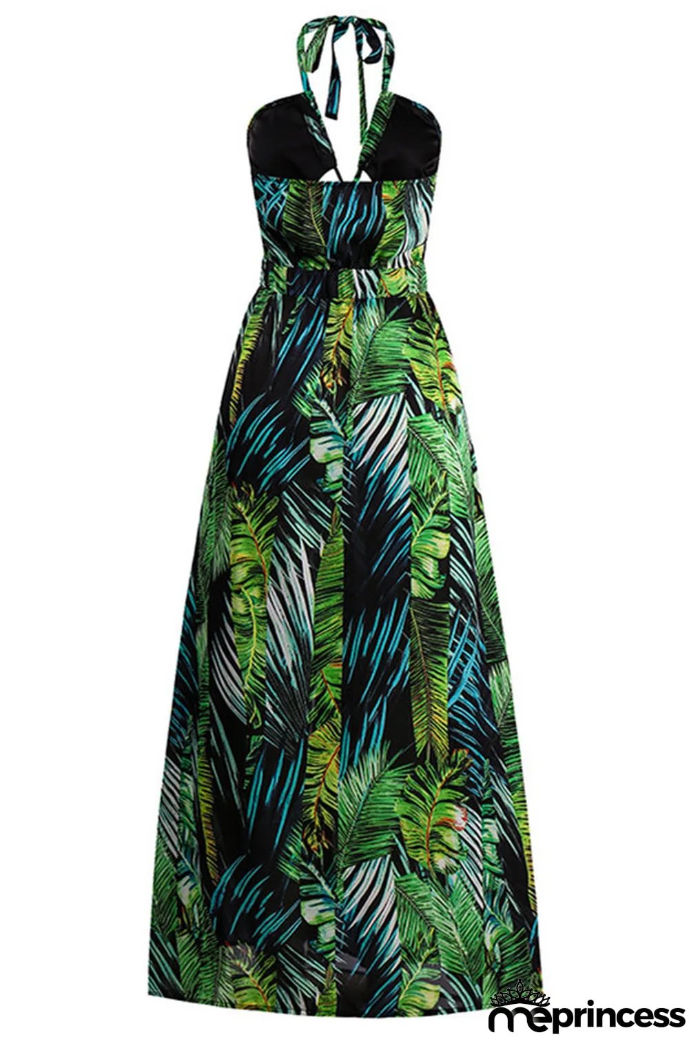 Red Fashion Sexy Print Hollowed Out Backless Halter Sleeveless Dress