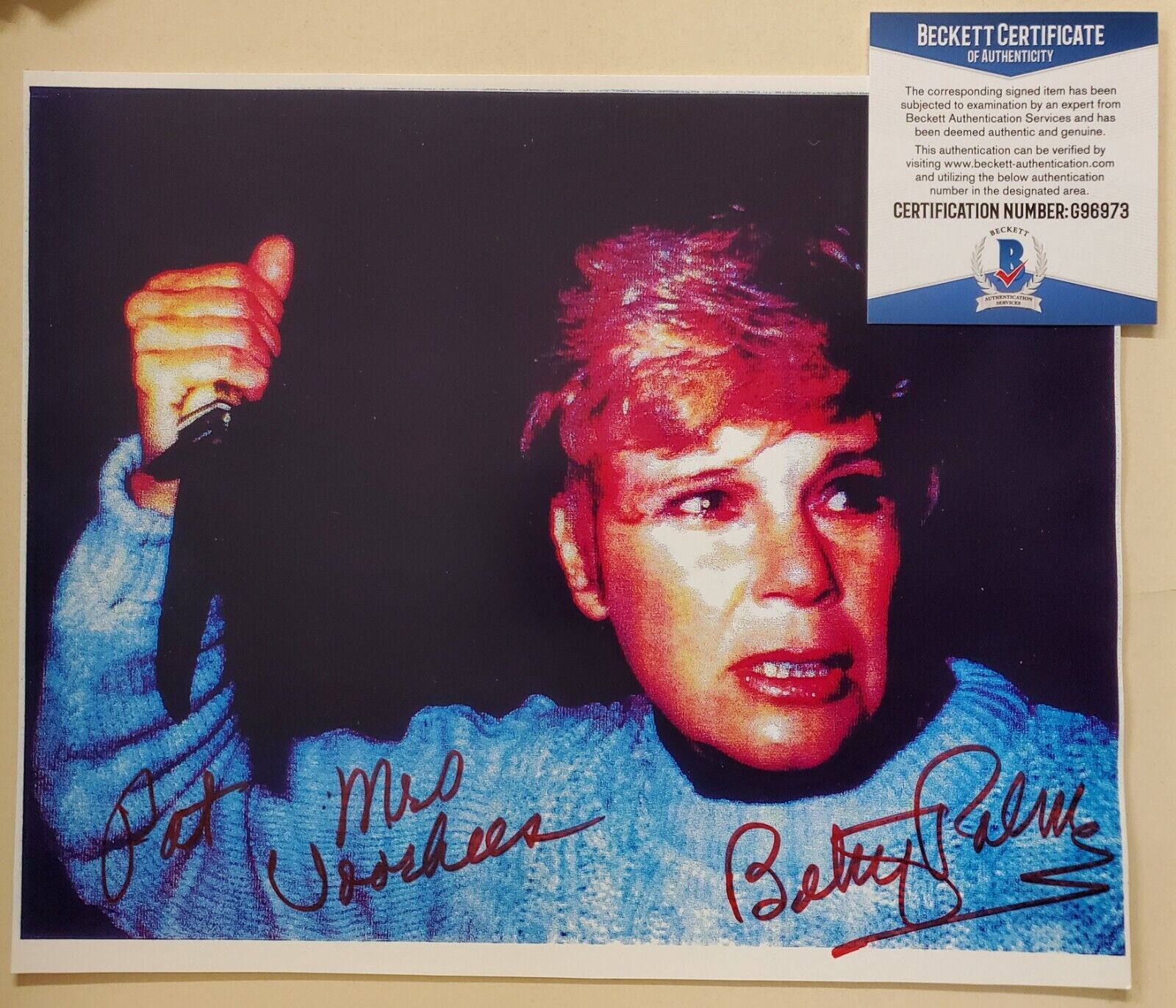 FRIDAY THE 13TH BETSY PALMER SIGNED AUTOGRAPHED 8x10 Photo Poster painting TO PAT BAS COA