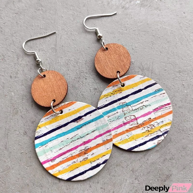 Round Shape Wooden Dangle Earrings