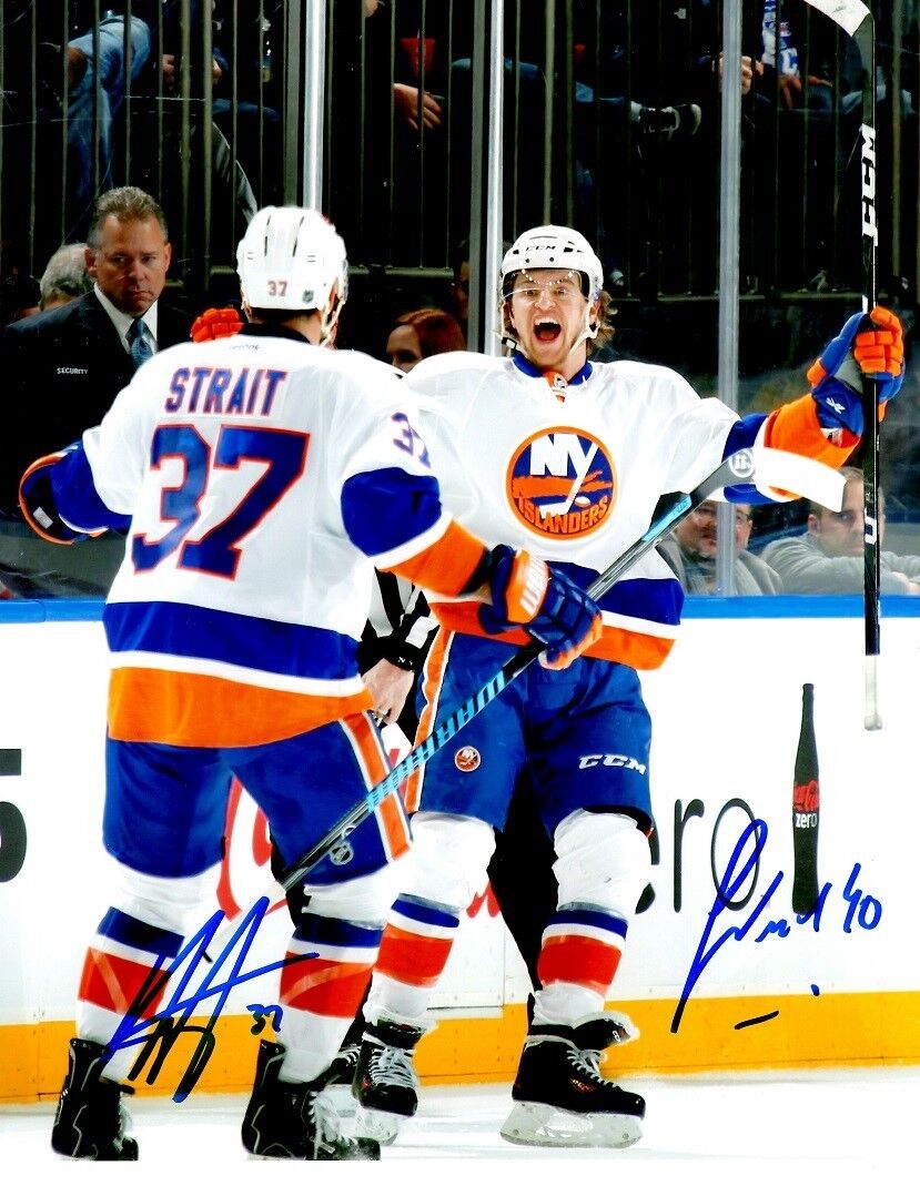 Autographed 8X10 BRIAN STRAIT & MICHAEL GRABNER New York Islanders Photo Poster painting - w COA