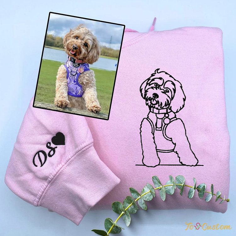 TOSCUSTOM™ Personalized Cavapoo Sweatshirt or Hoodie Custom Line Embroidered Dog Gift
