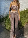 Plaid Bandeau Backless Top&Pants Two-Piece Suits