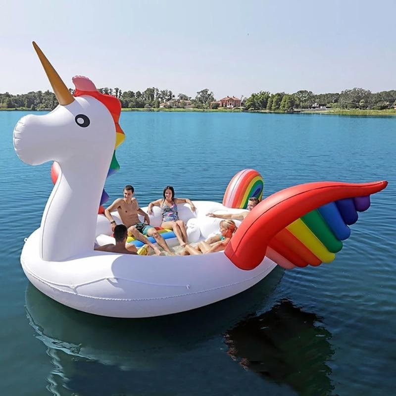6 Person Huge Unicorn Pool Float Inflatable Giant Unicorn Swimming Pool Island
