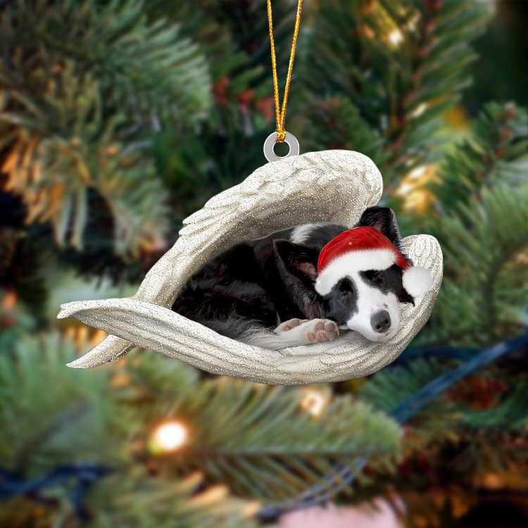 Border collie Sleeping Angel Christmas Ornament