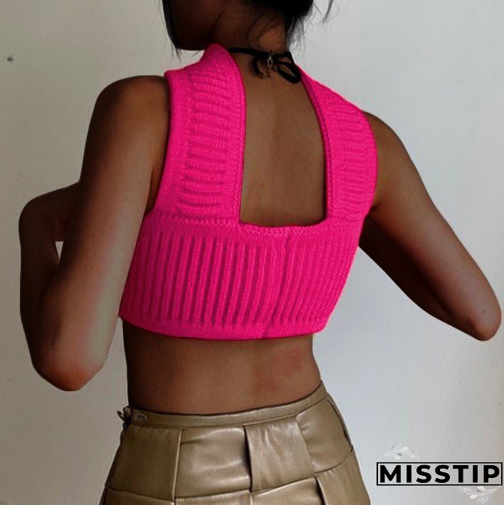 Women's Sexy Vacation Halter Knitted Tube Tops