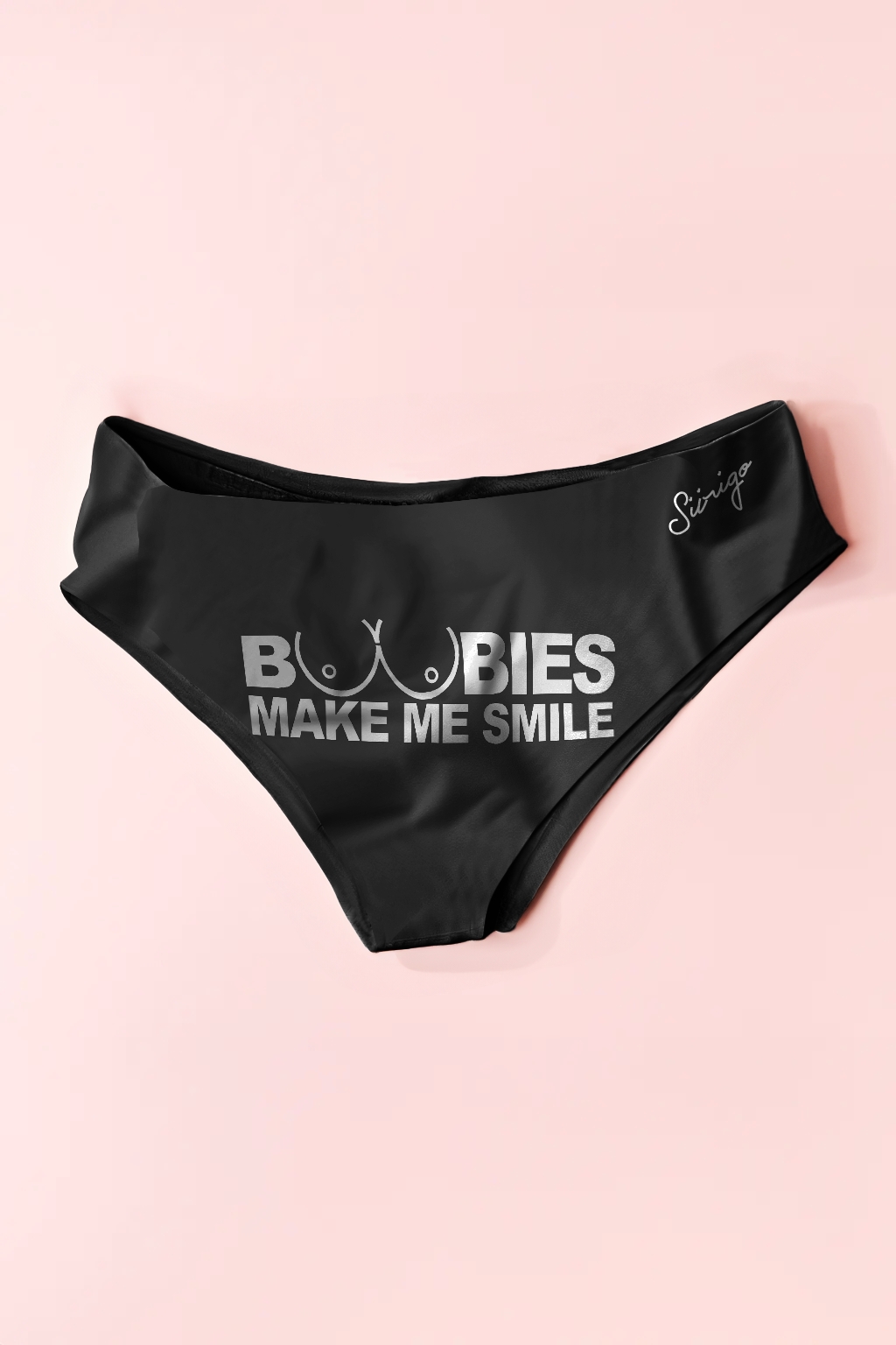 BOOBIES MAKE ME SMILE Graphic Print Swim Brief 