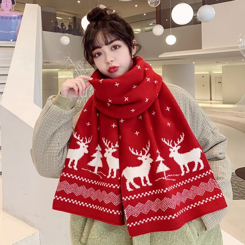 Women’s Cute Elk Imitation Cashmere Winter Scarves