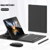 Suitable For Samsung Z Fold3/Z Fold4 Bluetooth Keyboard Plain Leather Case With Wireless Mouse Ultra-Thin Bracket