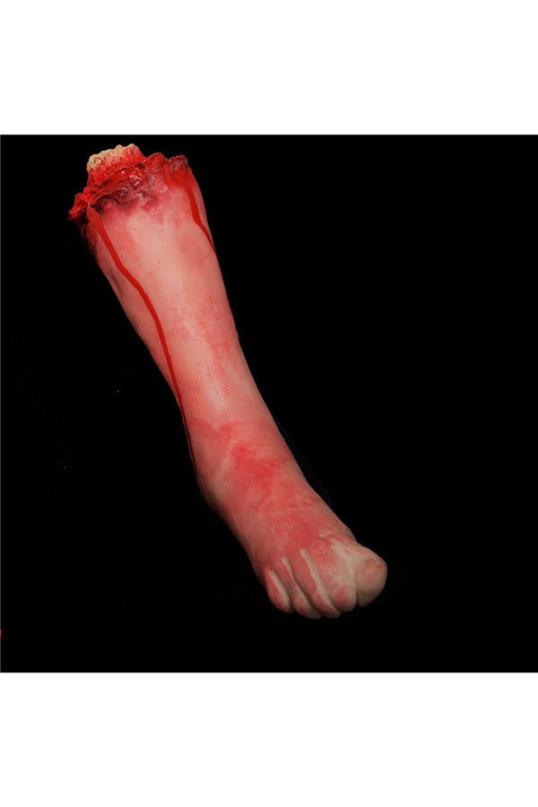 Practical Joke Horror Fake Bloody Cut Leg Foot For Halloween Decor Red-elleschic