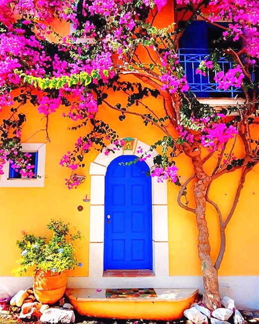 

Blue Door of Greek House – Paint By Numbers - 40*50CM, 501 Original