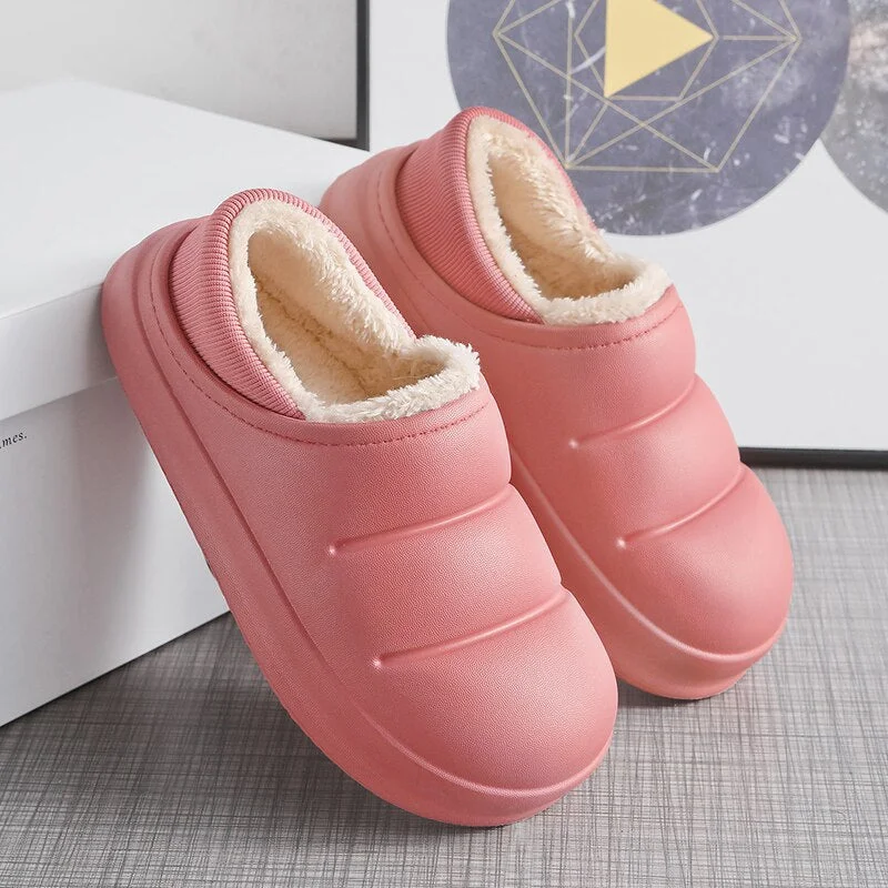 Men and Women Winter Slippers Fur Slippers Warm Fuzzy Plush Garden Clogs Mules Slippers Home Cotton Shoes Indoor Couple Slippers