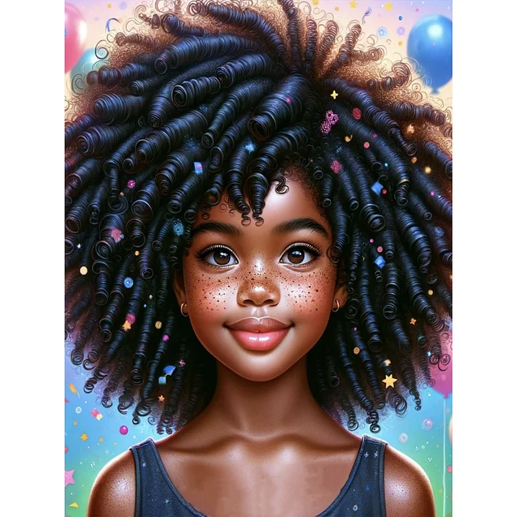 Full Round Diamond Painting - Afro Girl 30*40CM
