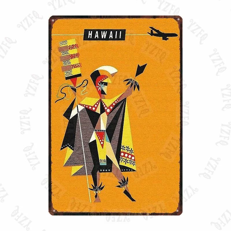 Athvotar Hawaii Travel City Vintage Metal Sign Hula Dance Wall Retro Poster Bar Art Home Craft Decor Cuadros DU-5415A