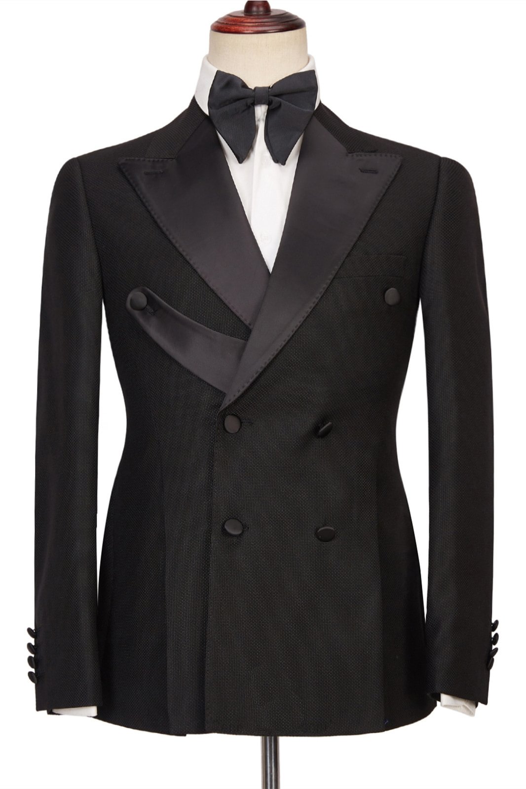 Peaked Lapel Gavin Modern Design Black Double Breasted Best Fitted Men Suits | Ballbellas Ballbellas