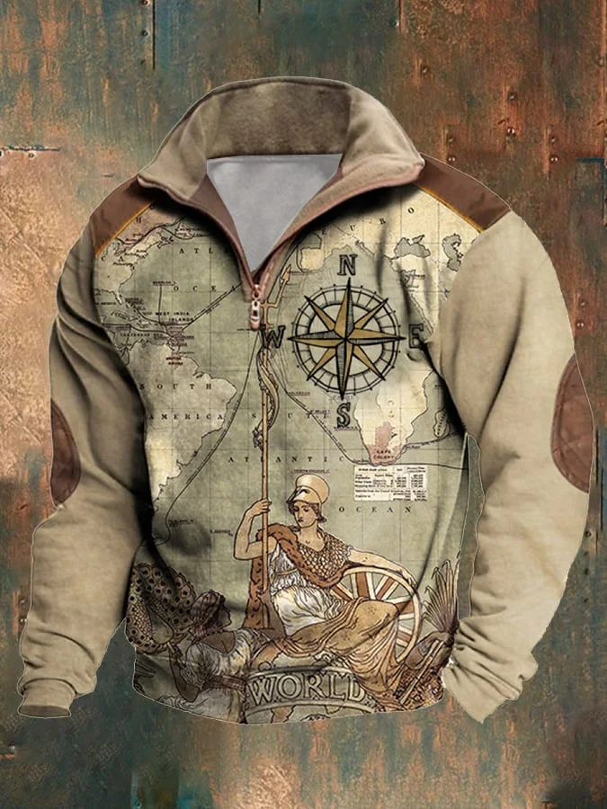 Men's Casual Retro Nautical Fleece Sweatshirt