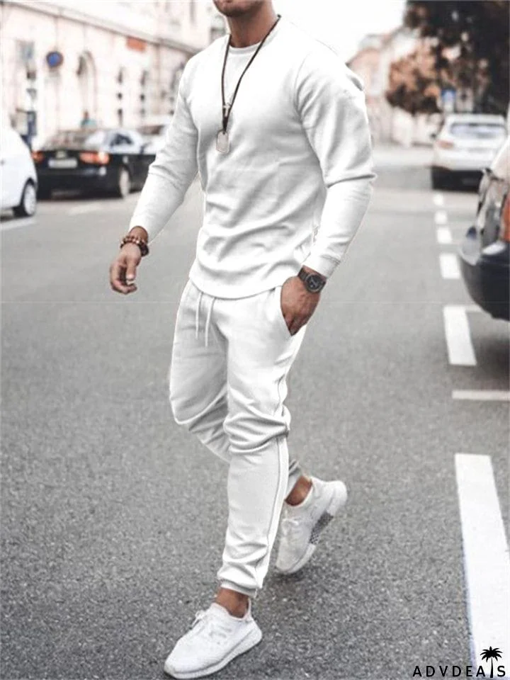 Men's High Street Casual Long Sleeve 2 Pieces Tracksuit