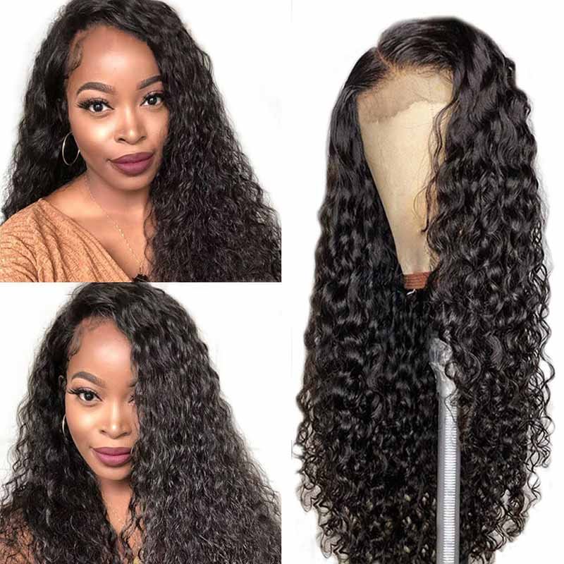 Wet And Wavy Frontal Wig Water Wave Transparent Lace Front Human Hair Wigs