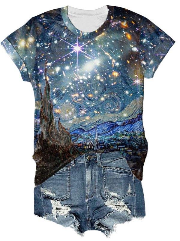 Space Full Color Cosmic Deep Space Image Print Casual T-Shirt