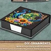 5D DIY PU Diamond Art Note Box with 160 Sheets Paper Memo Pad Holder (Peacock)