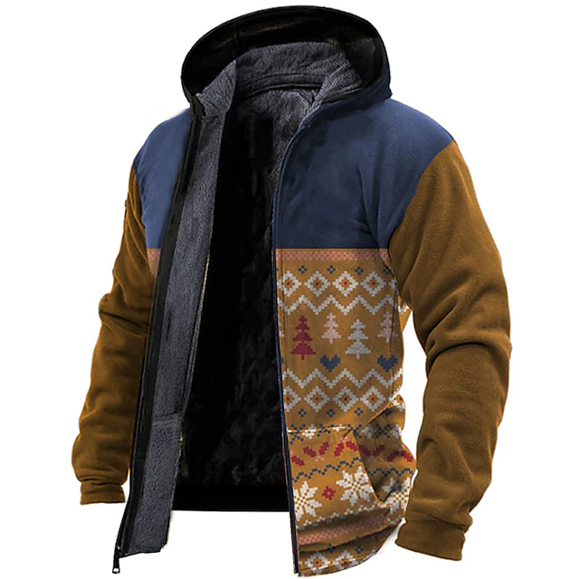 Men's Printed Casual Fashion Men's Hoodie Jacket Fleece Zipper Sweatshirt